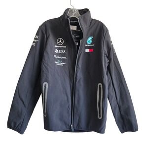 Mercedes AMG Petronas M Softshell Jacket Mens Black New Racing F1 Team Gear